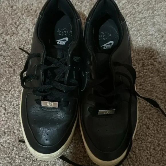 Black Leather Nike AF1 Sage Low - Picture 6 of 9